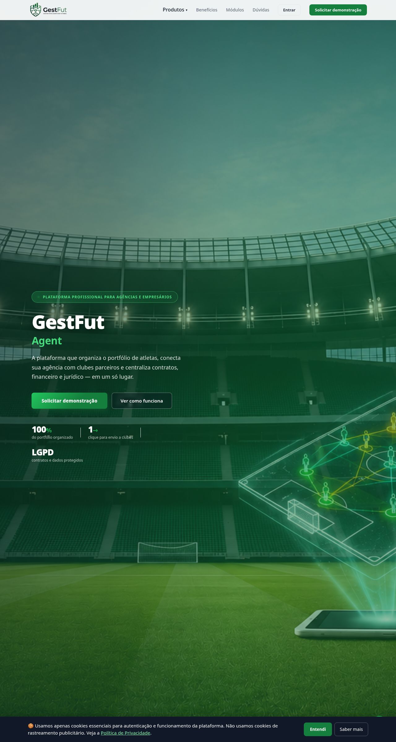 Landing GestFut Agent — para agências e empresários